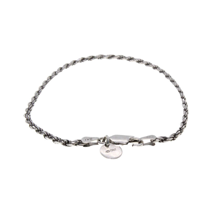 Bracelet - 925 Silver Rope Chain Stamped Italy. Small Disc.- ML2933