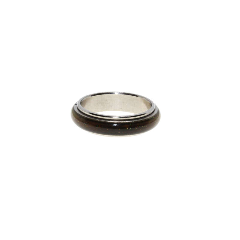 Ring - Silver Tone Mens Spinner Ring with Green in Centre - ML2938