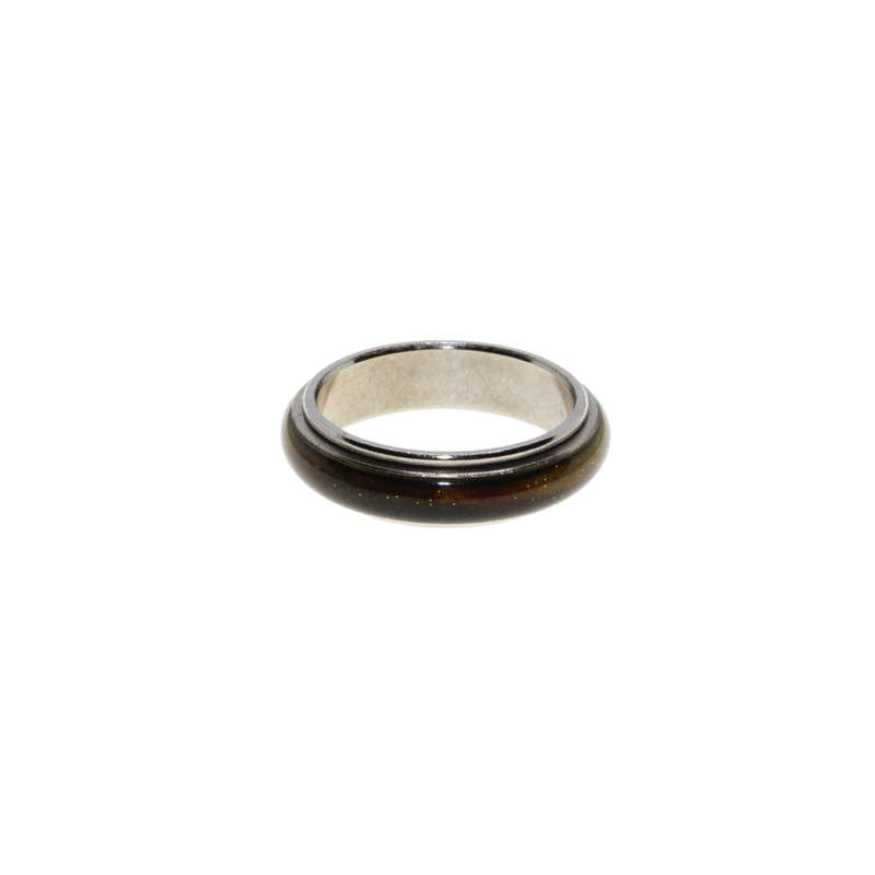 Ring - Silver Tone Mens Spinner Ring with Green in Centre - ML2938