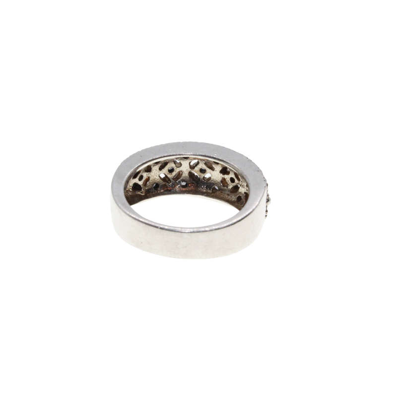 Ring - 925 Silver.  Marcasite and Diamante Design Band Wider on Top - ML2951