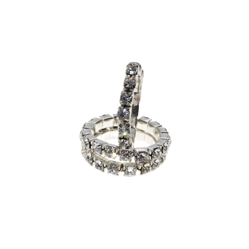 Ring - 3 x Silver Tone Stretchy Clear Diamantes - ML2957