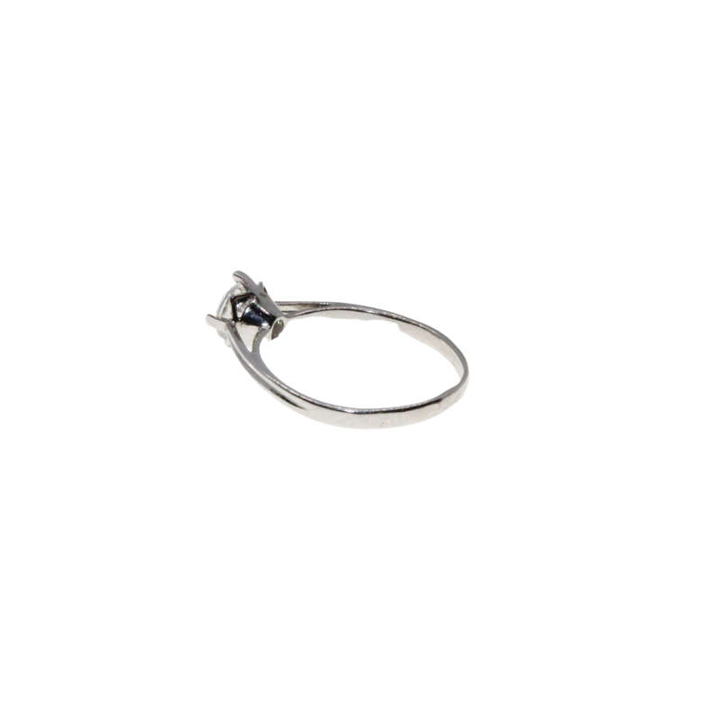 Ring - Silver Tone Dainty Band with Clear Solitaire Stone Design - ML2959