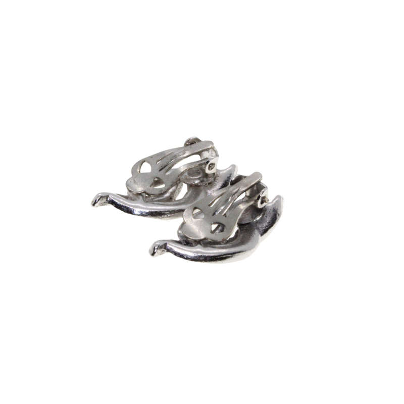 Earrings - Silver Tone Marcasite Leaf Style Clip On Earrings - ML2966