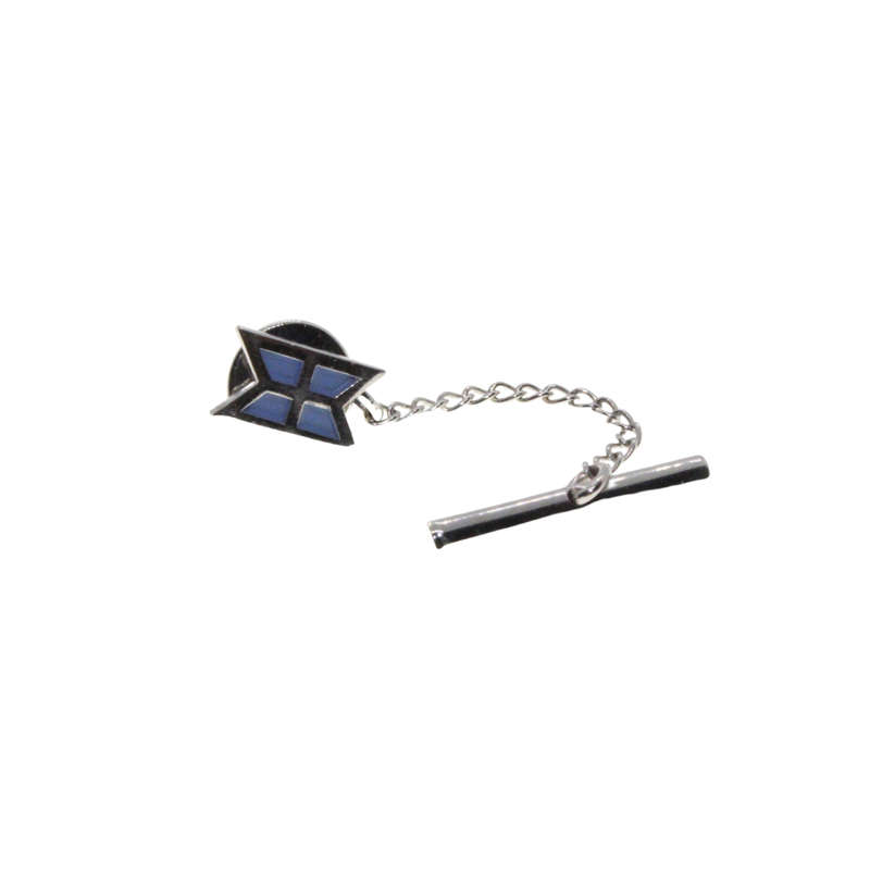 Tie Pin - Silver Tone Lapel Tie Pin with Chain and T Bar - ML2978