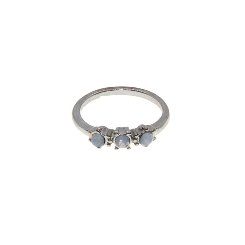 Ring - Silver Tone Band with 3 x Faux Opals -ML2979
