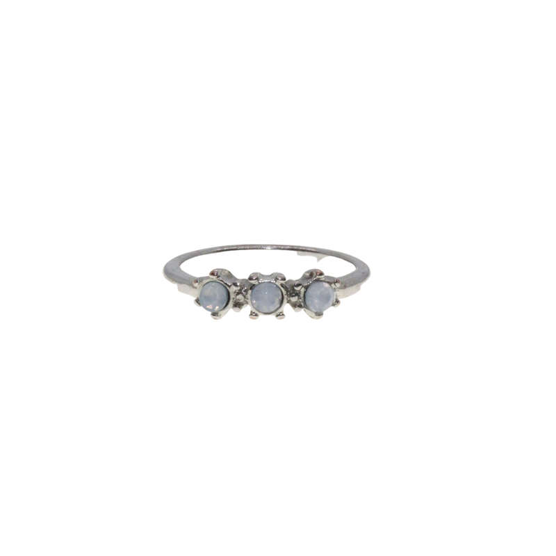 Ring - Silver Tone Band with 3 x Faux Opals -ML2979