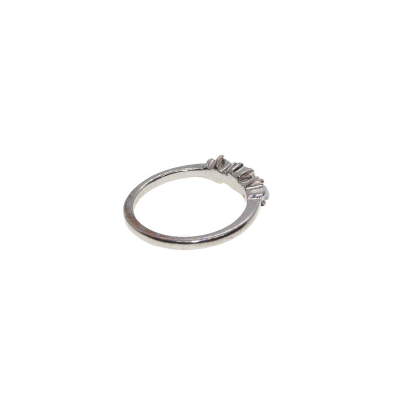 Ring - Silver Tone Band with 3 x Faux Opals -ML2979