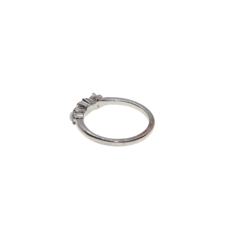 Ring - Silver Tone Band with 3 x Faux Opals -ML2979