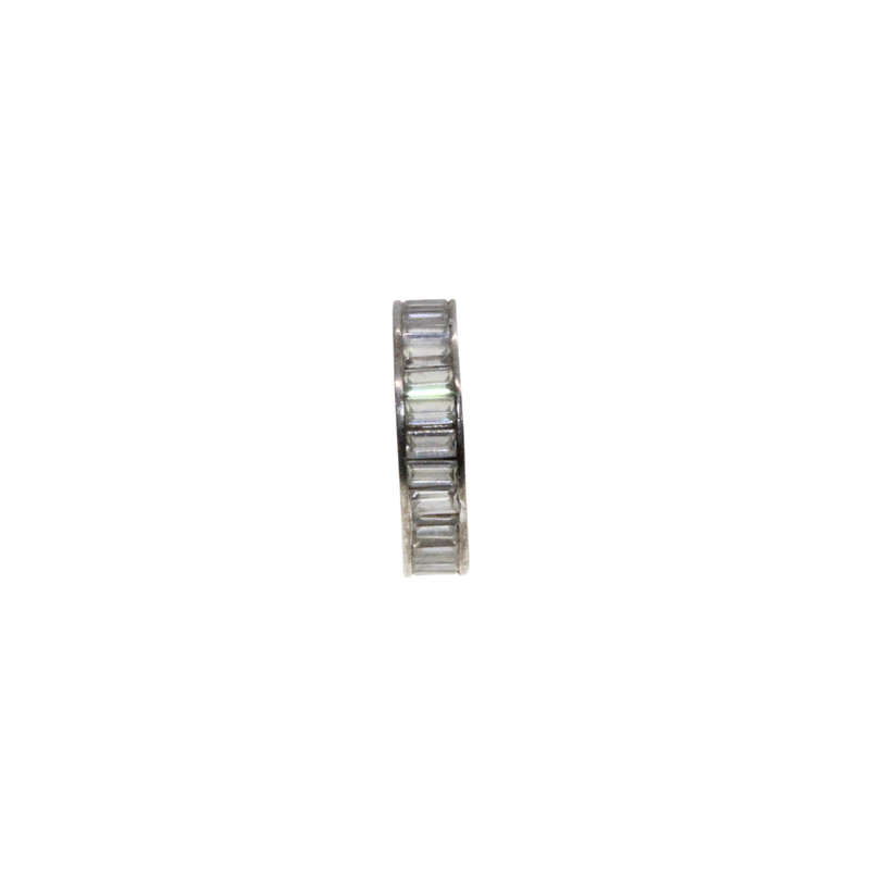 Ring - Silver Tone Band with Baguette Style Clear Stones around Ring - ML2981