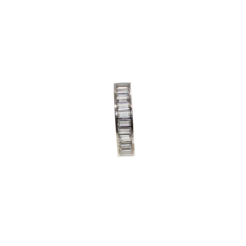 Ring - Silver Tone Band with Baguette Style Clear Stones around Ring - ML2981