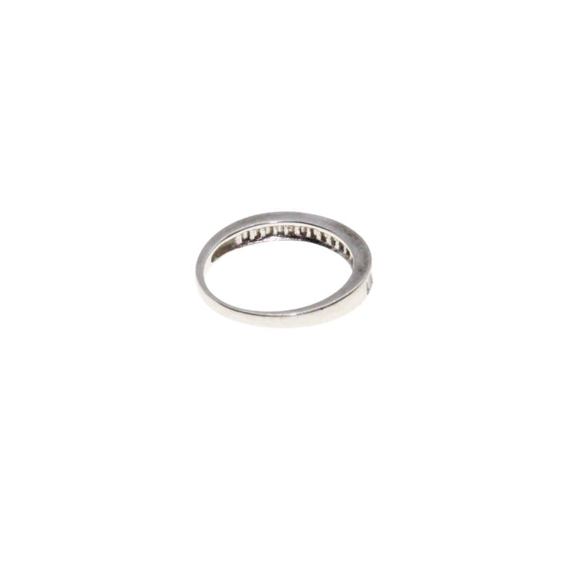 Ring - 925 Silver. Half Ring with Baguette Clear Stone - ML2983