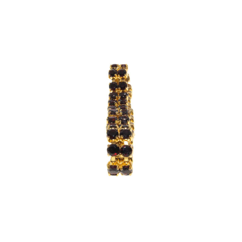 Bracelet - Gold Tone Double Band Garnet Colour Stone Bracelet - ML2989