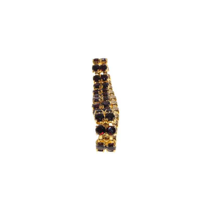 Bracelet - Gold Tone Double Band Garnet Colour Stone Bracelet - ML2989