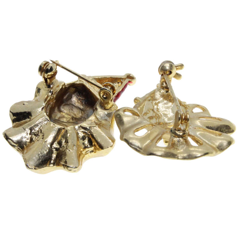 Brooch - 2 x Gold Tone Vintage Clown Brooch. Hat has Colourful Diamantes. Colourful Enamel - ML3008