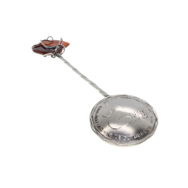 Antique - Silver Coin Spoons 1981 Uruguay 2 New Pesos. Sem iprecious Stones. - ML3010