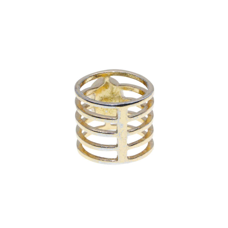 Ring - Gold Tone 5 Strand Ring. Black Stone Centre. Fashion Statement - ML3014