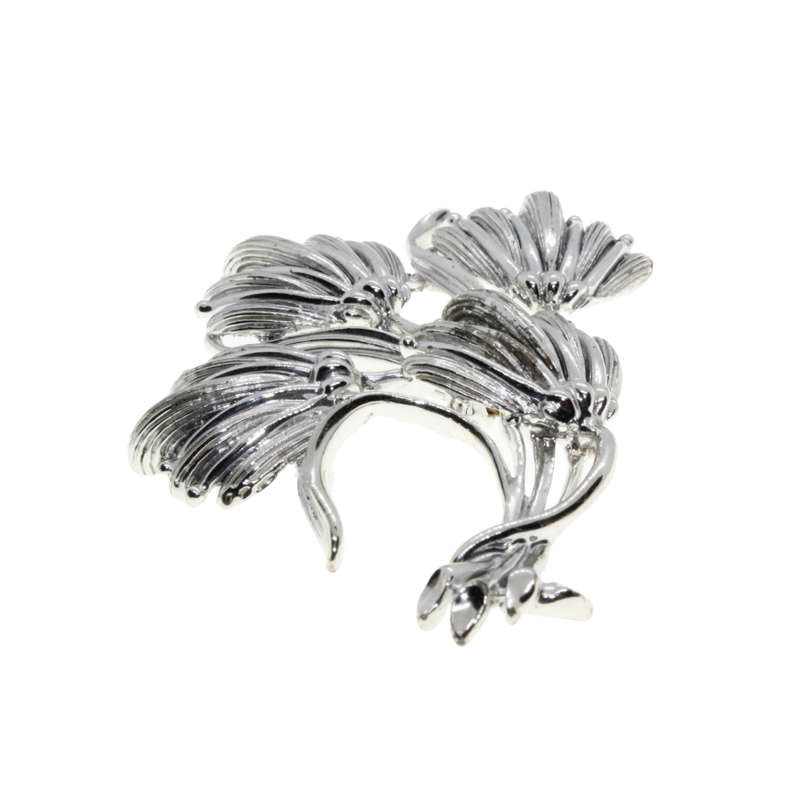Brooch - Silver Tone Shiny Whinsical Floral Bouquet - ML3022