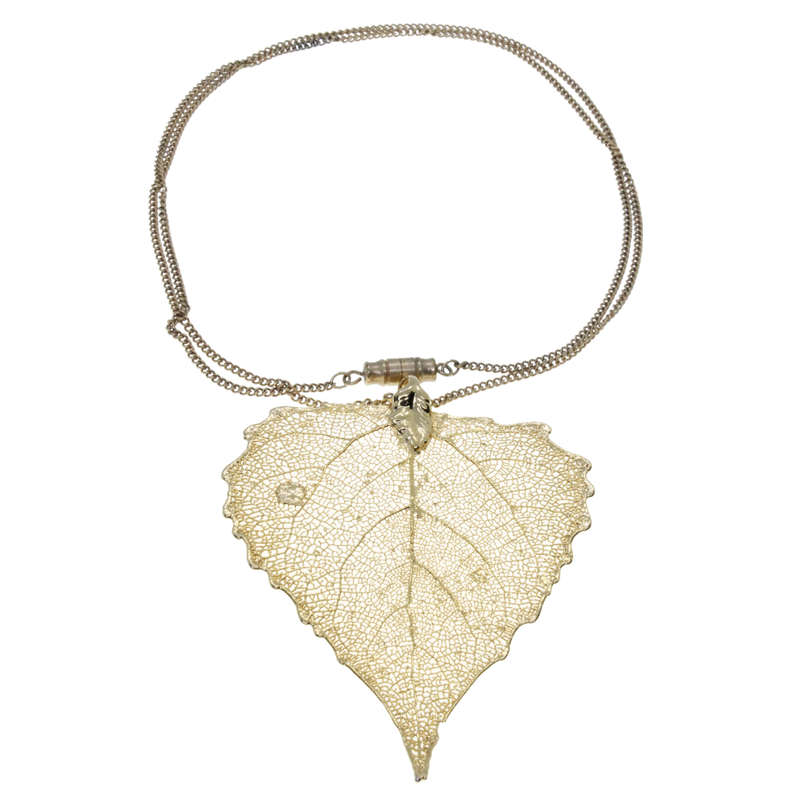 Necklace - Gold Dipped Aspen Leaf with Gold Tone Chain in Orginal Box - ML3023