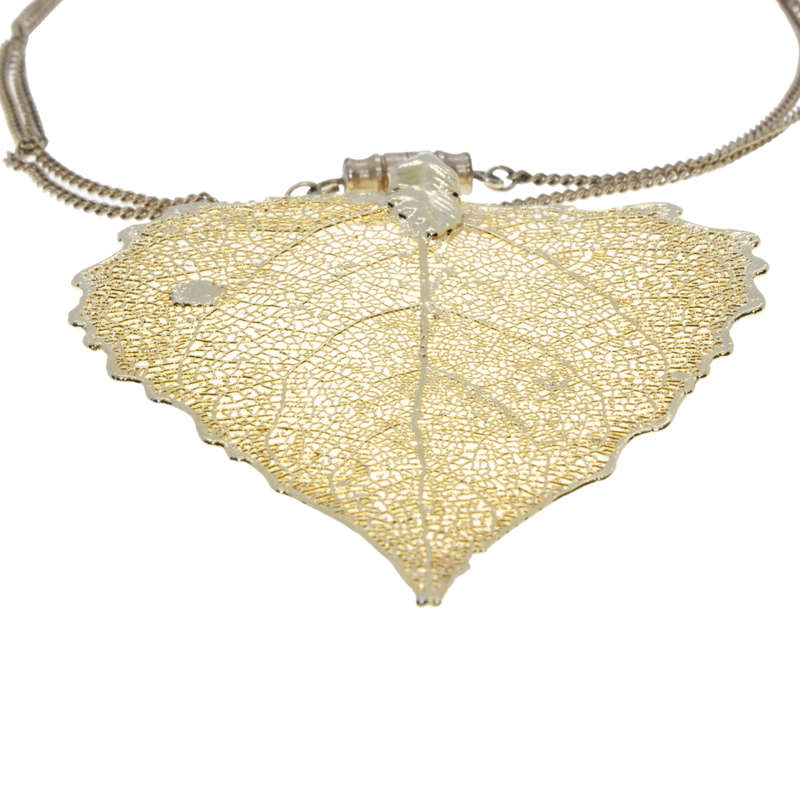 Necklace - Gold Dipped Aspen Leaf with Gold Tone Chain in Orginal Box - ML3023