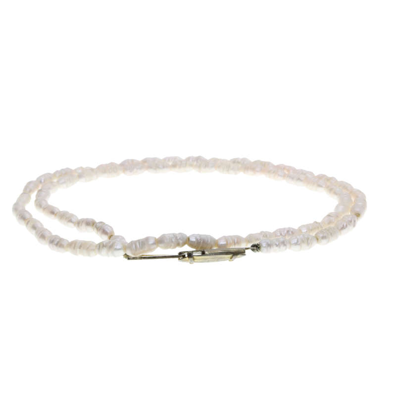 Necklace - Gold Tone One Strand Seed Pearl Necklace - ML3027