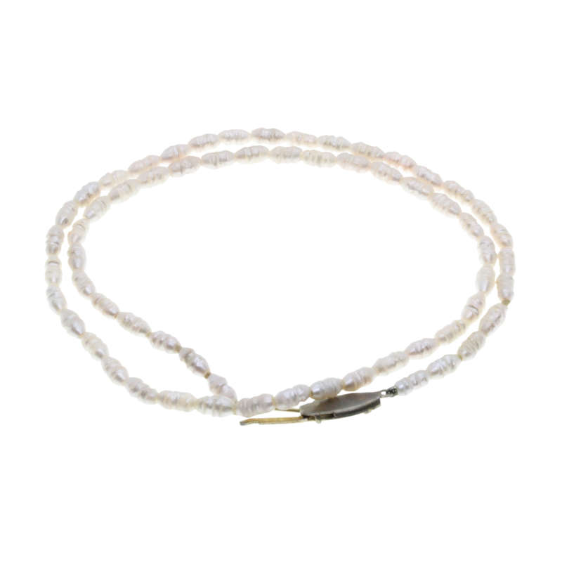 Necklace - Gold Tone One Strand Seed Pearl Necklace - ML3027
