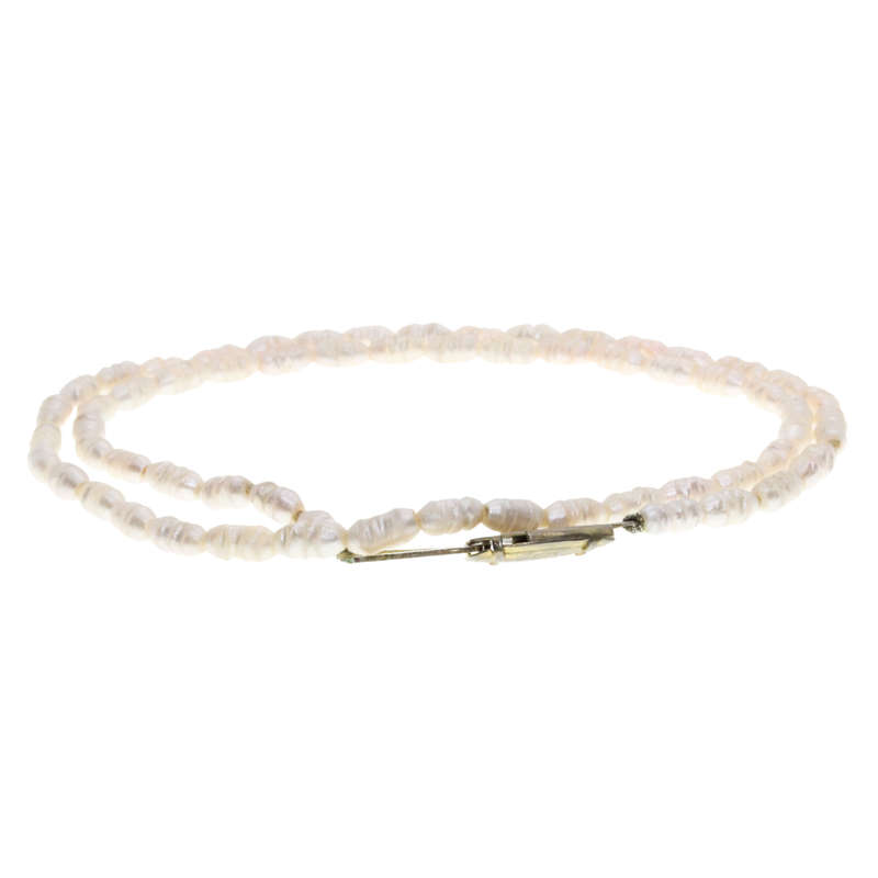 Necklace - Gold Tone One Strand Seed Pearl Necklace - ML3027