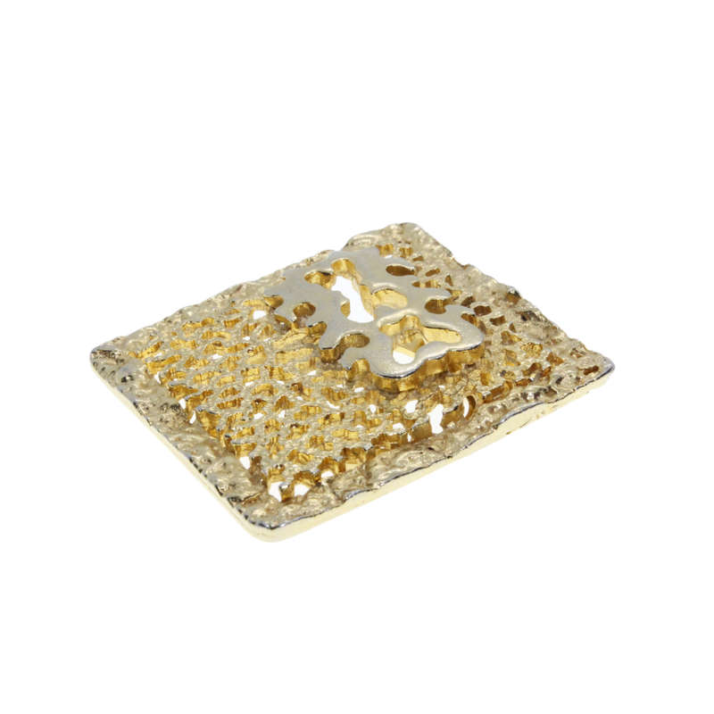 Scarf Clip - Gold Tone square Clip with Lacy Pattern - ML3029