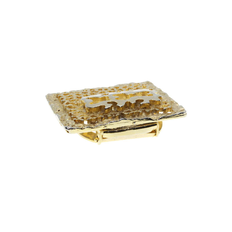 Scarf Clip - Gold Tone square Clip with Lacy Pattern - ML3029