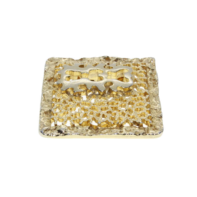 Scarf Clip - Gold Tone square Clip with Lacy Pattern - ML3029