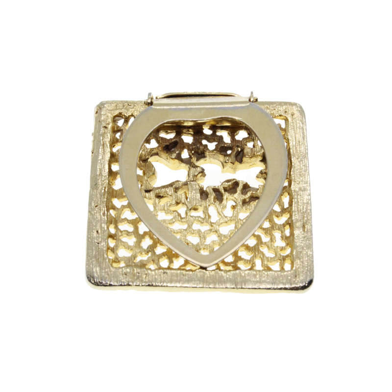 Scarf Clip - Gold Tone square Clip with Lacy Pattern - ML3029