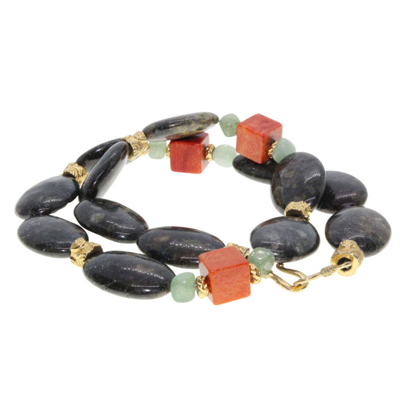 Necklace - Gold Tone Chunky Stone Necklace. Various colours and sizes - ML3032