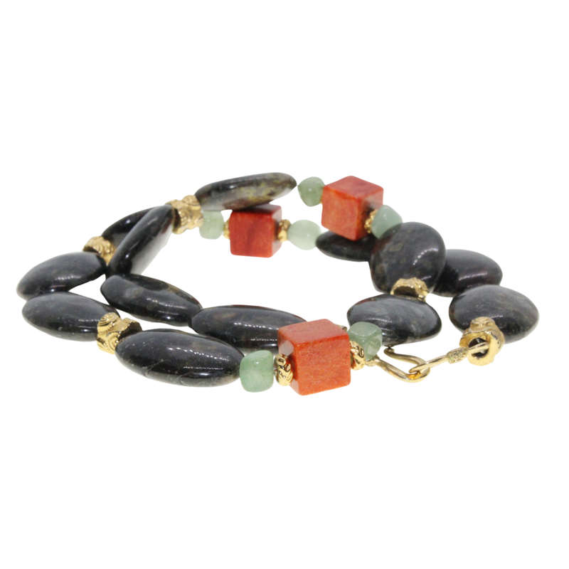 Necklace - Gold Tone Chunky Stone Necklace. Various colours and sizes - ML3032