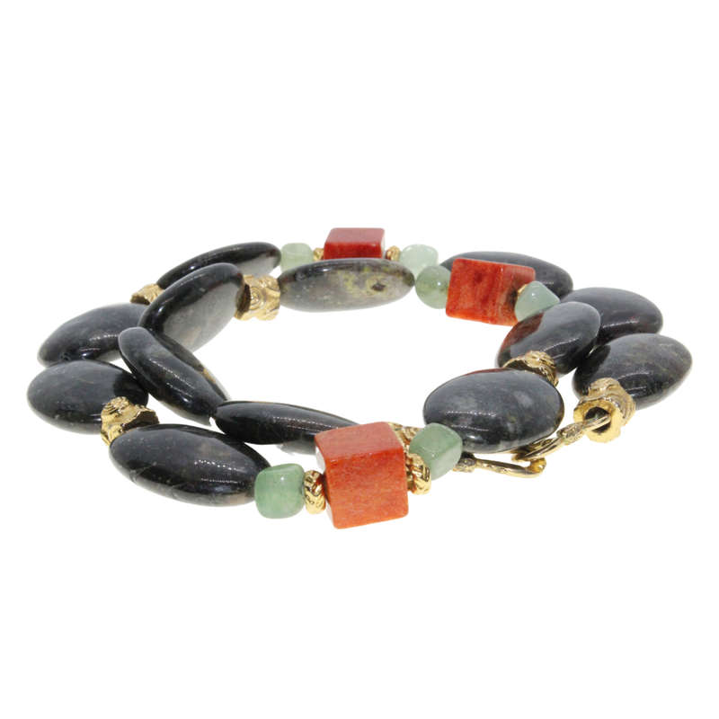 Necklace - Gold Tone Chunky Stone Necklace. Various colours and sizes - ML3032