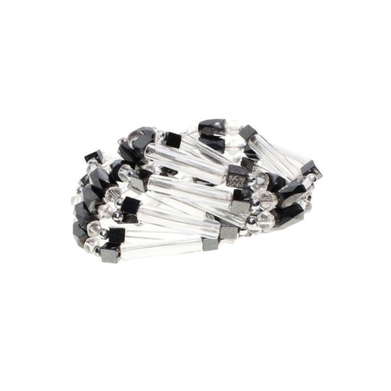 Necklace - See Through Tubes and Balls.Grey Magnetic Beads Square and Oblong - ML3033