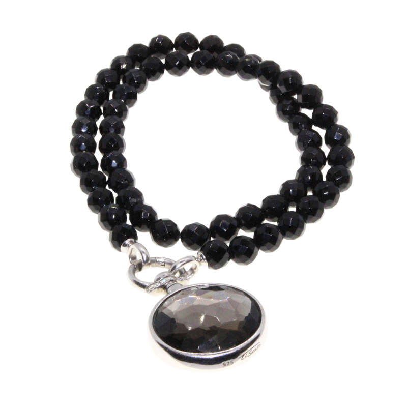 Necklace - 925 Silver Ti Sento Milano Black Onyx Gemstones. Ti Sento Pendant - ML3052