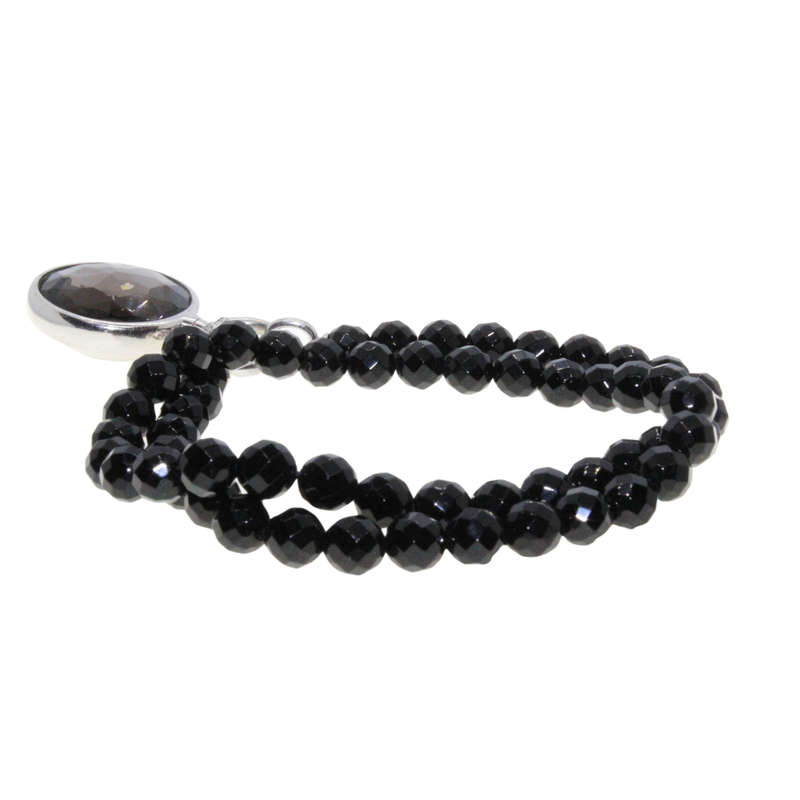 Necklace - 925 Silver Ti Sento Milano Black Onyx Gemstones. Ti Sento Pendant - ML3052