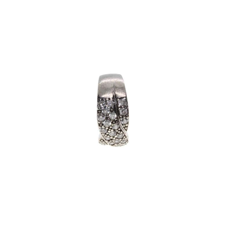 Ring - 925 Silver Criss Cross Band. Diamantes and Marcasite. - ML3063