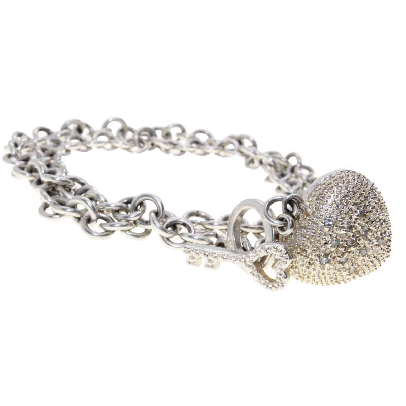 Necklace - 925 Chain. Heart Pendant. One side Glitter other side Heart cut outs. Key Clasp - ML3074