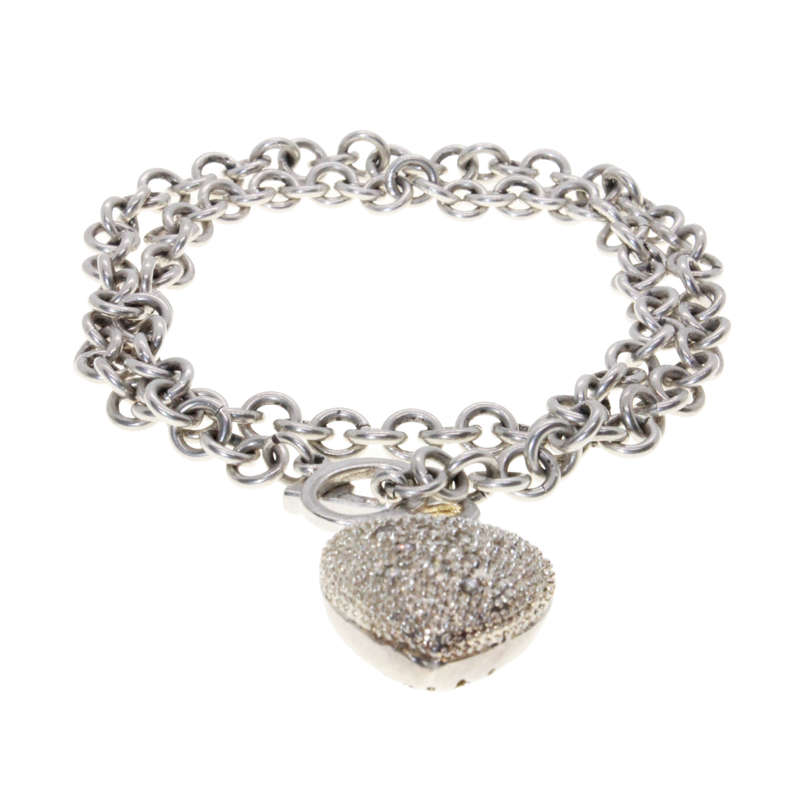 Necklace - 925 Chain. Heart Pendant. One side Glitter other side Heart cut outs. Key Clasp - ML3074