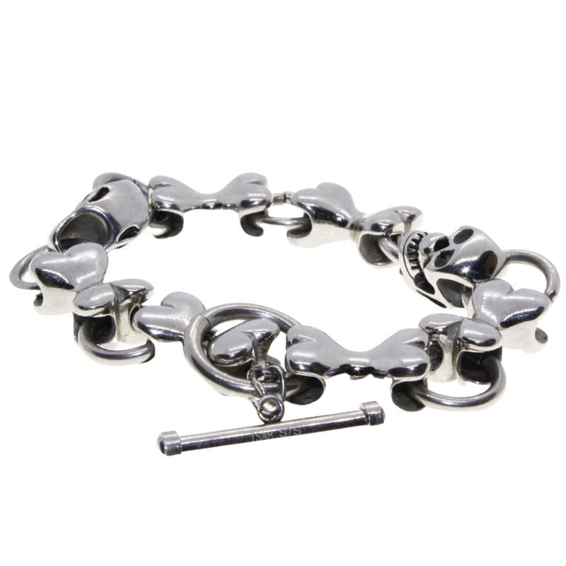 Bracelet - Tsar 925 Silver Biker Bracelet (ladies) 2 Skulls. 6 Bones inbetween. T Bone Clasp - ML...