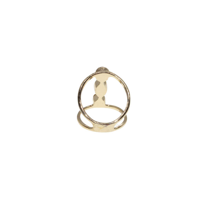 Ring - Gold Tone Fashion Ring. 3 Stack Champagne Pink Rhinestones - ML3092