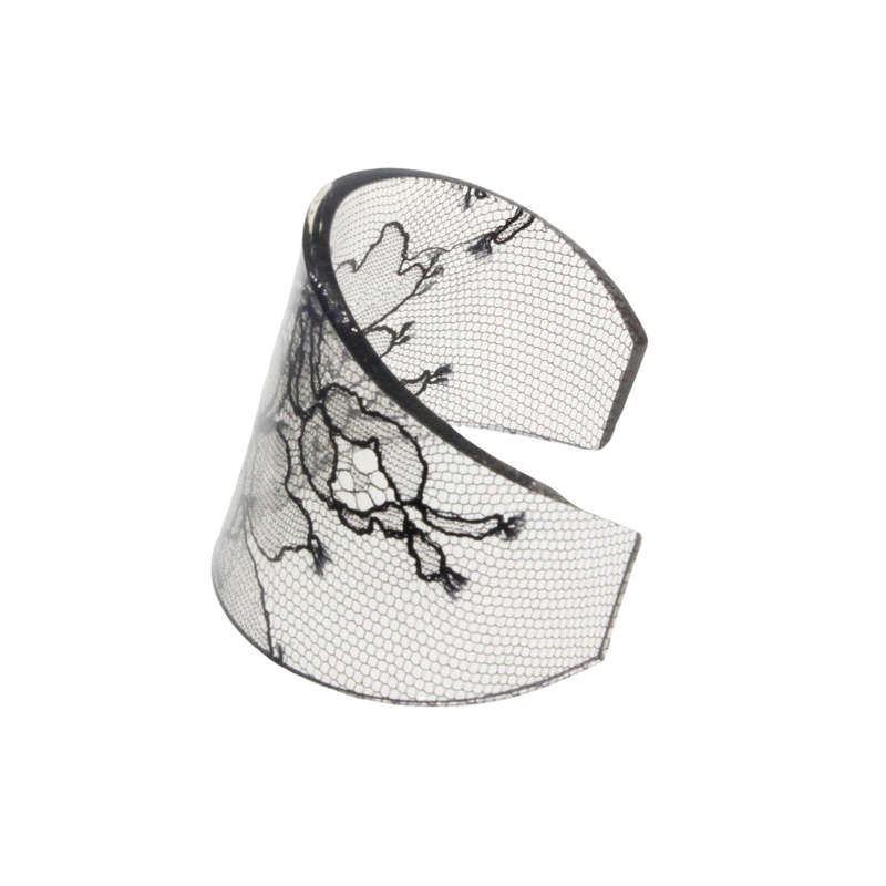 Bracelet - Shaped Hand Crafted Lace/Perspex Cuff Bracelet 19th Century 13th Anniversary Gift - ML...
