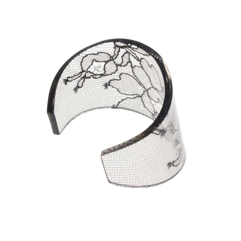 Bracelet - Shaped Hand Crafted Lace/Perspex Cuff Bracelet 19th Century 13th Anniversary Gift - ML...