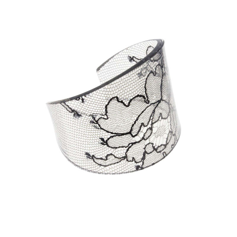 Bracelet - Shaped Hand Crafted Lace/Perspex Cuff Bracelet 19th Century 13th Anniversary Gift - ML...