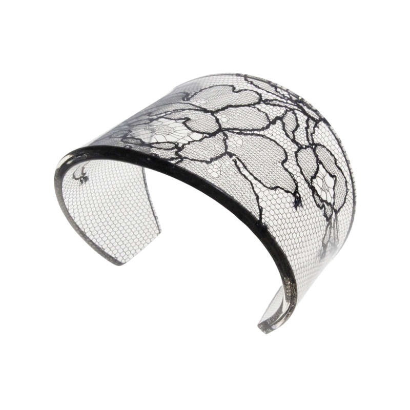 Bracelet - Shaped Hand Crafted Lace/Perspex Cuff Bracelet 19th Century 13th Anniversary Gift - ML...