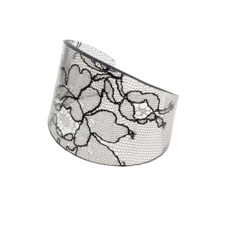 Bracelet - Shaped Hand Crafted Lace/Perspex Cuff Bracelet 19th Century 13th Anniversary Gift - ML...