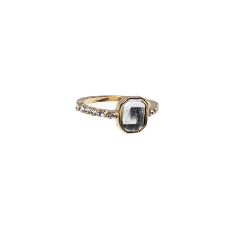 Ring - Gold Tone Stacker Rings. Champagne Pink & Clear Rhinestones. Surrounded by Diamantes - ML3106