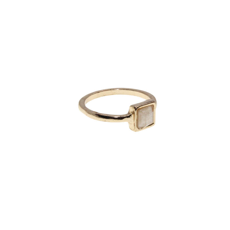 Ring - Gold Tone Stacker Rings. Champagne Pink & Clear Rhinestones. Surrounded by Diamantes - ML3106