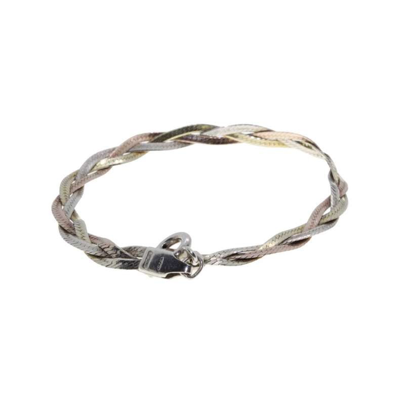 Bracelet - 925 Silver Tricolour Braided Snake Chain - ML1725