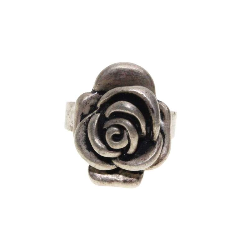 Ring - Silver Tone adjustable band with Rustic Rose Centre Piece - ML1795B
